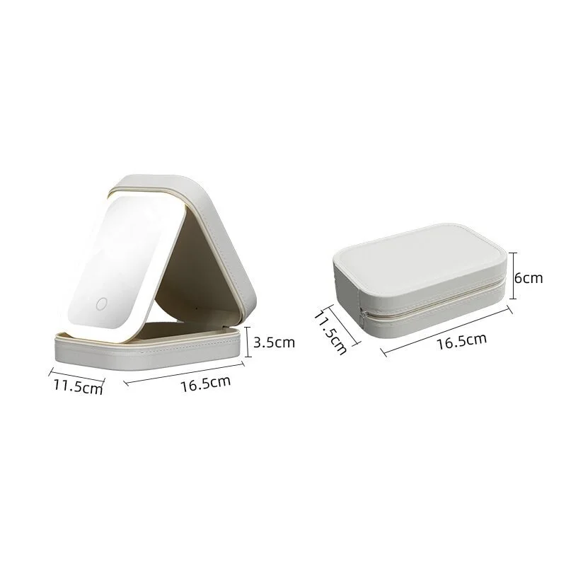 LED Mirror Makeup Storage Box Cosmetics Storage Box Fashion Portable Travel Makeup Bag Simple Makeup Case with Mirror for Woman