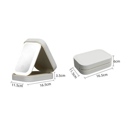 LED Mirror Makeup Storage Box Cosmetics Storage Box Fashion Portable Travel Makeup Bag Simple Makeup Case with Mirror for Woman